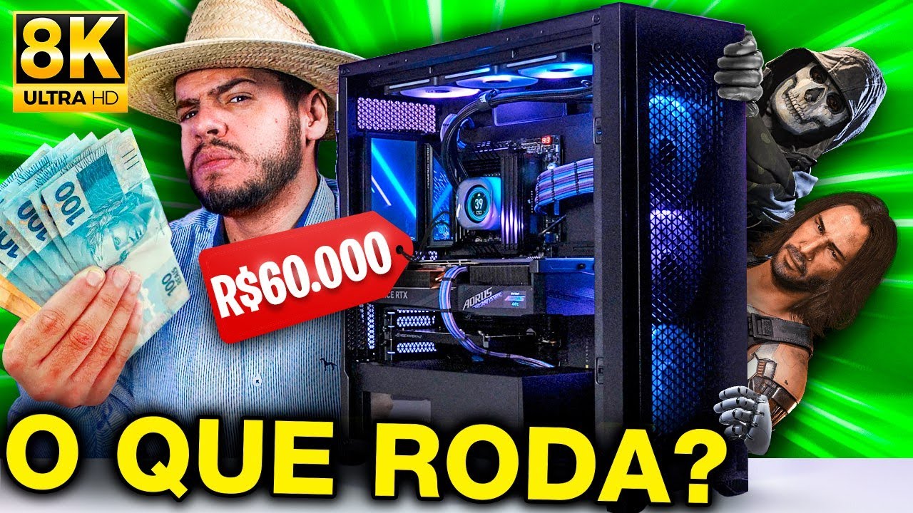 PATRÃO TESTA JOGOS no PC DE R$ 60 MIL DELE, RODOU TUDO EM 8K?