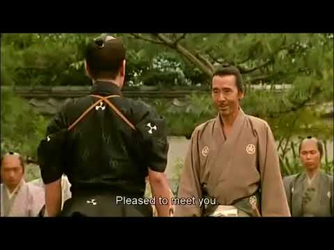 A samurai ronin ( 浪人 ) displays his martial prowess to a local lord