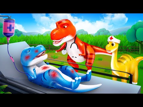 Baby Dinos got Injured - Mother Trex's First Aid for Baby Dinos! Jurassic Park 'DINOSAUR BOO BOO'