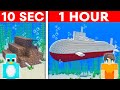 10 Seconds Vs 1 Hour Submarine Build Challenge In Minecraft
