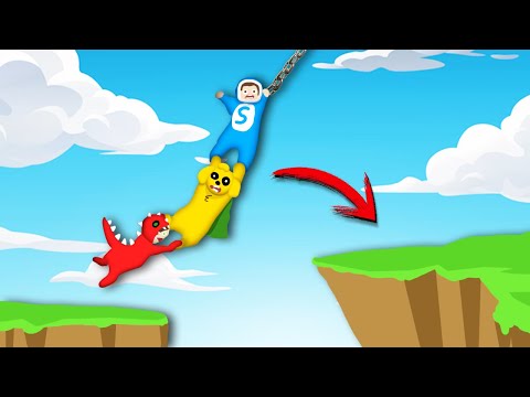 ¡SALTOS EXTREMOS con CADENA HUMANA! 😂⚠ *RETO de PLASTILINA*  HUMAN FALL FLAT 🔴EN DIRECTO