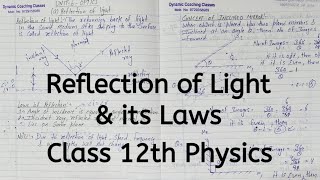 Reflection of light its laws Chapter 9 Ray Optics 