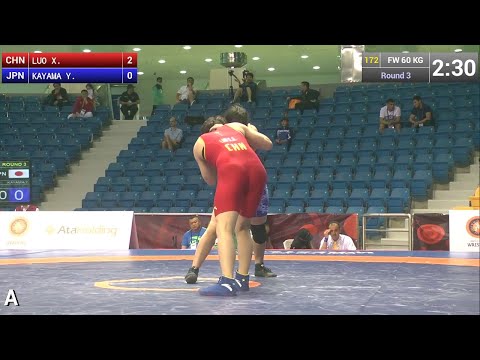 Round 3 FW - 60 kg: X. LUO (CHN) df. Y. KAYAMA (JPN), 6-0