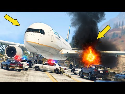 The BEST 5 Minutes You'll See Today! AIRBUS Crash Landing on Bridge after Engine Failure in GTA 5