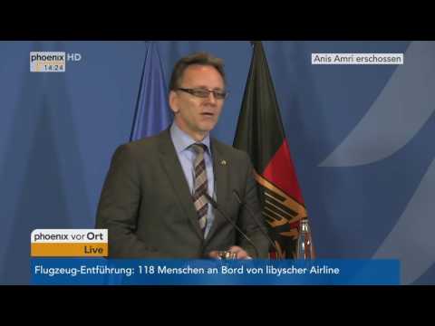 Anschlag in Berlin: Statements mit u.a. Thomas de Maizière zum Tod von Anis Amri vom 23.12.2016