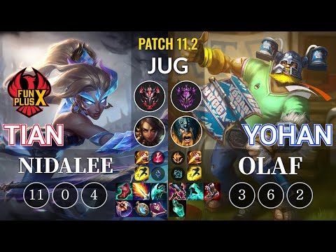 FPX Tian Nidalee vs HLE yoHan Olaf Jungle - KR Patch 11.2
