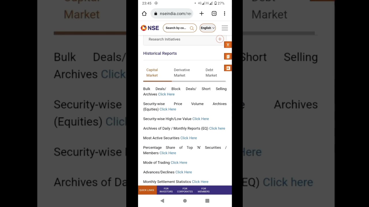 Historical data from nse website for backtest