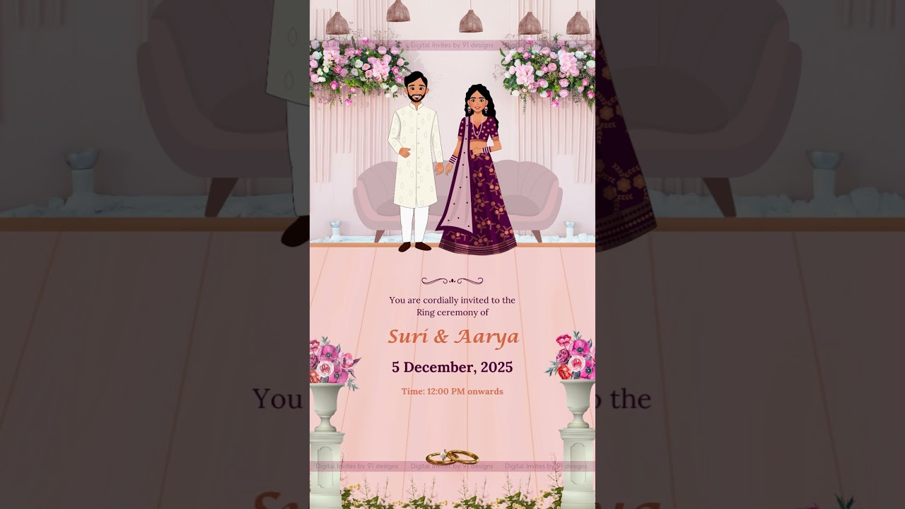 Rose Gold Ring Ceremony Invite
