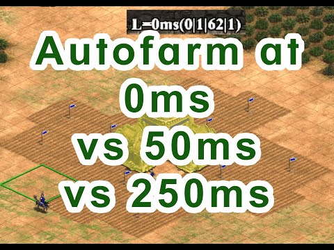Autofarm Latency Test 0ms vs 50ms vs 250ms - Age of Empires II