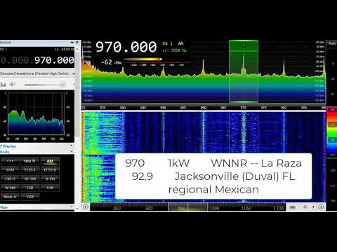 Jacksonville, FL Medium Wave AM radio station bandscan - Airspy HF Discovery SDR and MLA30 antenna