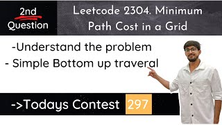 YouTube video 'Leetcode 2304. Minimum Path Cost in a Grid | Contest 297 | Hindi'