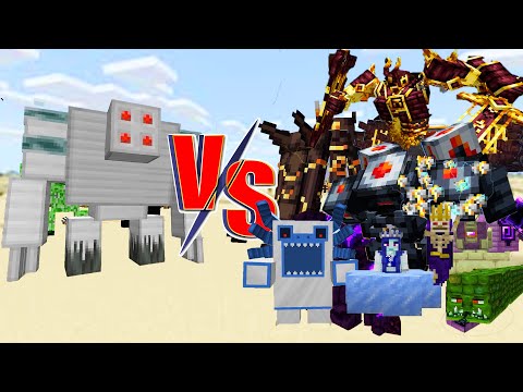 Redstone Powered Iron Golem VS Bosses In The Twilight Forest & L_Ender 's Cataclysm | Minecract