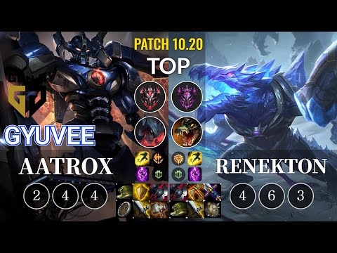 GEN gyuvee Aatrox vs Renekton Top - KR Patch 10.20