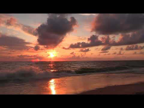 beach waves and sunset 1080p