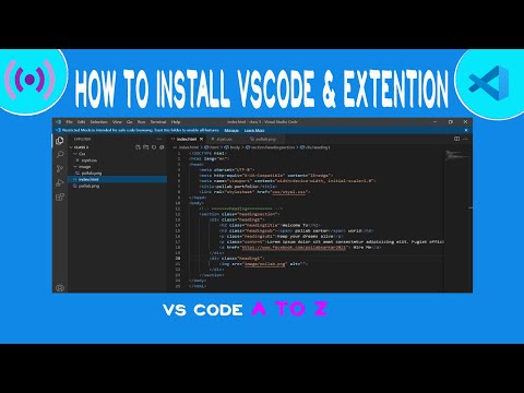 How to install vscode | Add vs code extension live server | visual ...