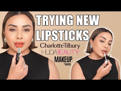 Unboxing and trying new lipsticks from Charlotte Tilbury, Makeup by Mario & Huda Beauty | Nina Ubhi