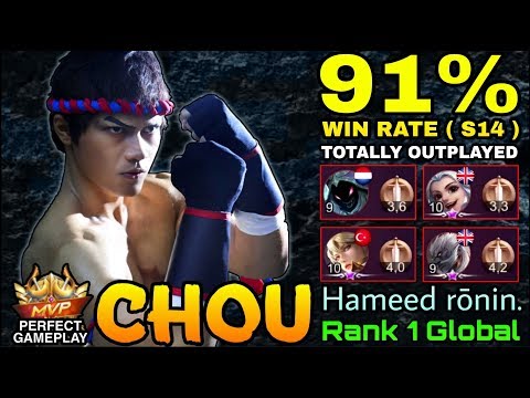 Totally Outplayed Chou 91% Win Rate Current Season - Top 1 Global Chou Hameed rōnin. - MLBB