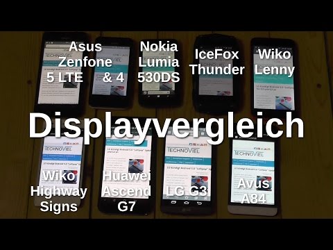 Displayvergleich Asus Zenfone, Wiko Highway Signs, Huawei G7, LG G3, Nokia Lumia 530 - technoviel.de
