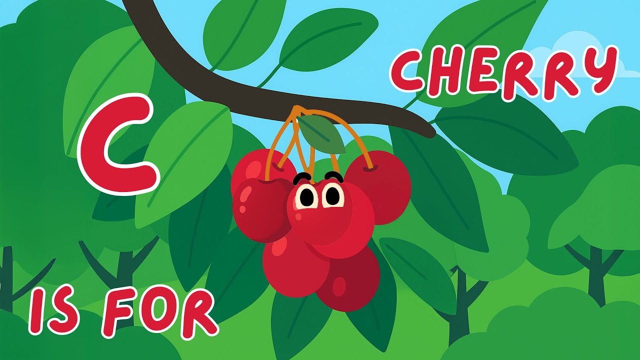 C is for Cherry 🍒 | ABC Fruit Songs | Flat design vector art
