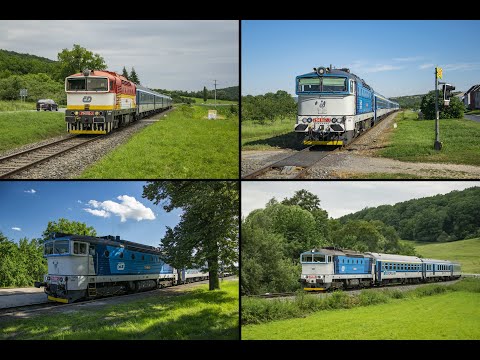 Brejlovci 754 062-8, 068-5, 012-3, 067-7 na R18 Slovácky expres na trati 341 ve dny 5.7. - 10.7.2020