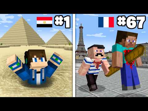 Surviving 100 Minecraft Countries in 24 Hours