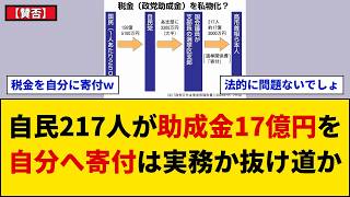 【賛否】自民候補217人が政党助成金17億円を自分へ寄付？合法な選挙実務か使途の不透明化か