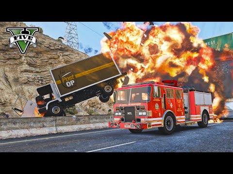 GTA 5 Fire Truck Traffic Crashes - Impact Compilation - Destruction