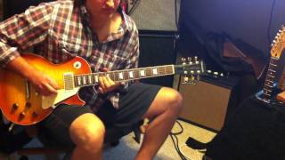 Video thumbnail for Thinline Humbucker Partscaster Tele vs Epiphone Dot vs Edwards Jimmy Page LP (low volume Swart STR) by andrewandthecatfives