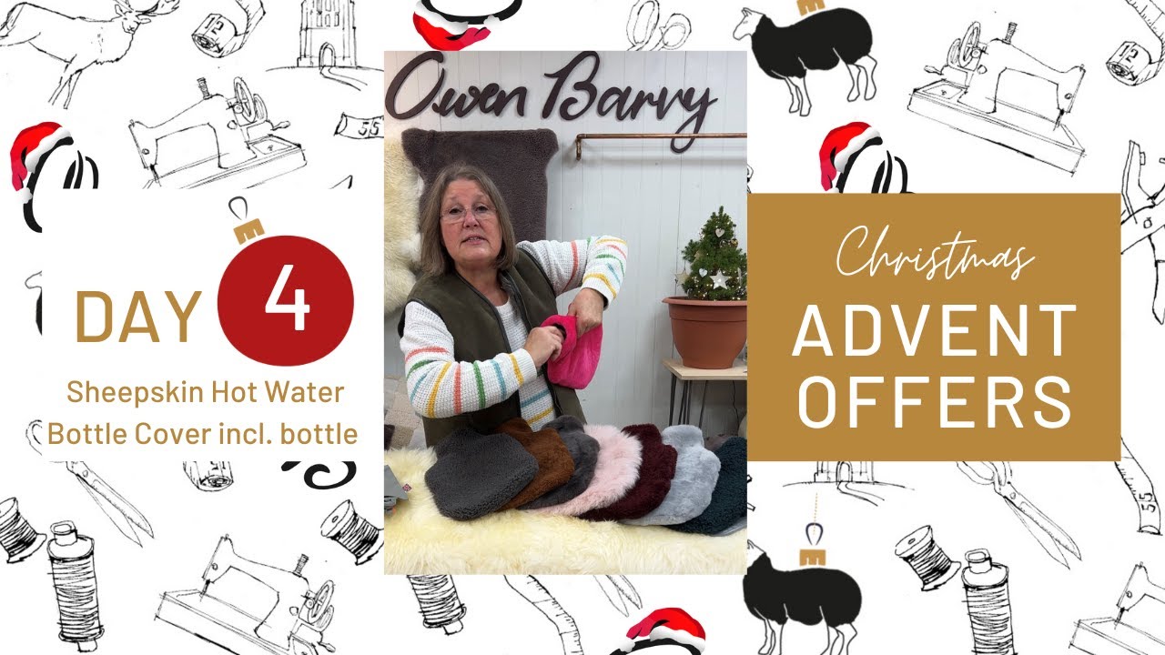Real sheepskin hot water bottle covers, including free bottle - Owen Barry Advent offer day 4
