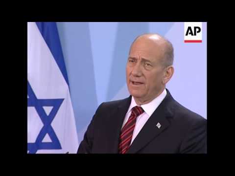 Israeli PM Olmert meets Chancellor Merkel, Gaza, Iran comments