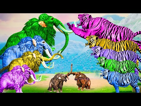 Zombie Tiger Vs Mammoth Elephant Fight to save Baby Elephants Epic Animal Fights