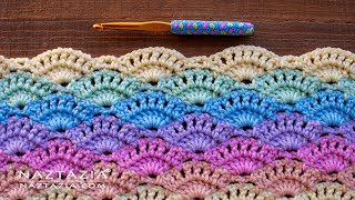 How to Crochet Large Shell Stitch Pattern for a Blanket Scarf and More by Naztazia