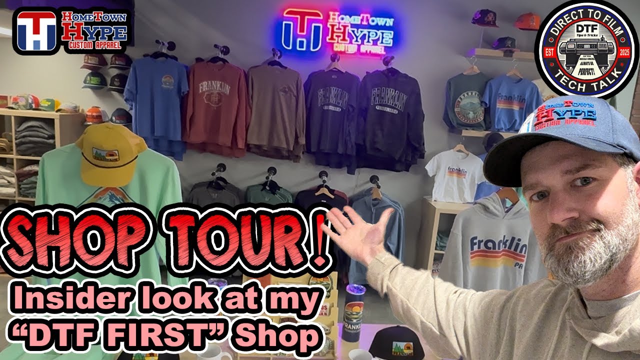 Shop Tour of my “DTF First” Custom Apparel shop. DTF Printing