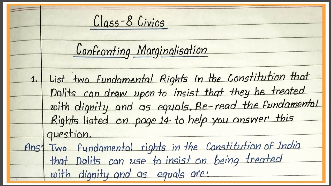 Confronting marginalisation question answer | class 8 civics chapter 6 question answer |