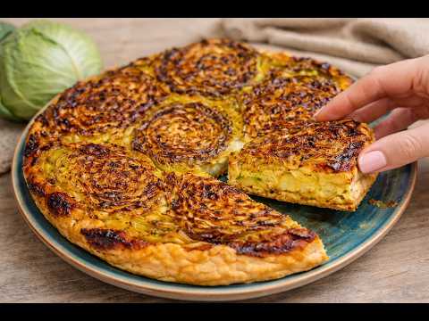 This is the best Way to Cook Cabbage this Spring! Crispy Upside-Down Vegan Pie