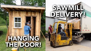 Odds and Ends: Sawmill Delivery, Electrical Rough-In, Hanging Tool Shed Door!