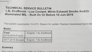 Escape/Fusion Coolant Loss - 1.5L EcoBoost - Here is the info you need to know. TSB 20-2100