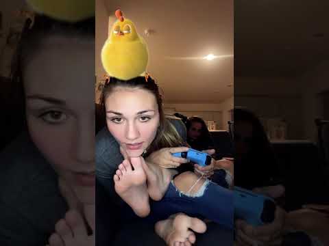 Oops, her feet are ticklish