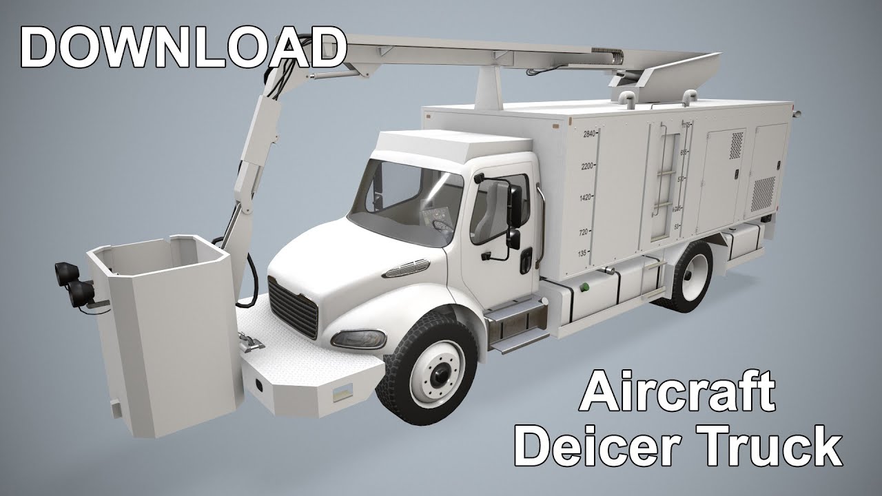 Cami&oacute;n Descongelador para Aviones Blanco --345-- Modelo 3D