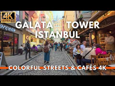 Istanbul 4K Walking Tour: Colorful Streets to Galata Tower & Real Life Vibes