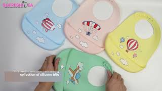 Waterproof Silicone Baby Bib with Catcher - BPA Free - Soft and Comfy - 6 Holes Adjustable Strap