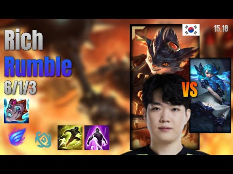 Rich Top Rumble vs Gwen lol KR solo rank Full Game 15.18 | 리치 럼블 vs 그웬