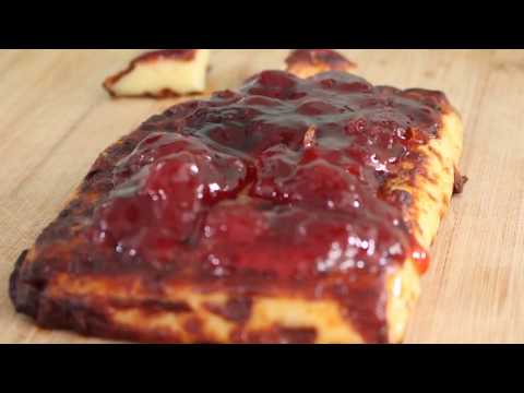 Appetizer Bread Cheese (Juustoleipa) with Strawberry Preserves