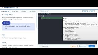 Percentage of boys coding practice 1D