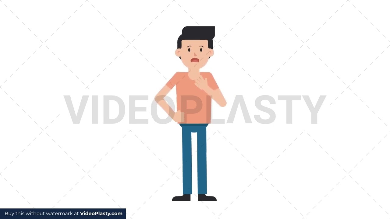 White Casual Man Shortness of Breath Stock Animation