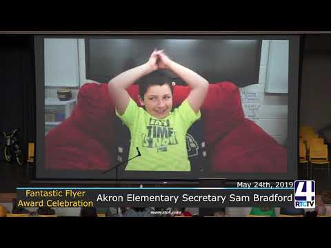 Fantastic Flyer Award: Akron Elementary Secretary Sam Bradford Celebration - 5-24-19