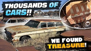 Thousands of ABANDONED cars! Salvage yard walk through. Junk yard Exploring. We find hidden TREASURE