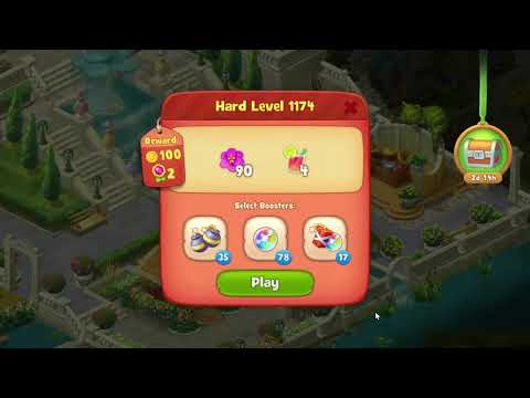 Gardenscapes 1174 Hard Level - 14 moves - NO BooSTERS