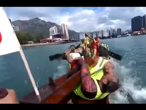 香港發生撞龍舟 被撞者被躺平