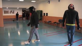 Sabre Coaching of step lunge. Janos Pop